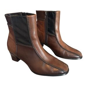 Infinity Leather Patchwork Ankle Boots Women’s Size 6.5